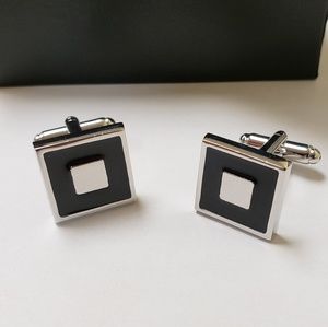 Men's Silver & Black Cufflinks
